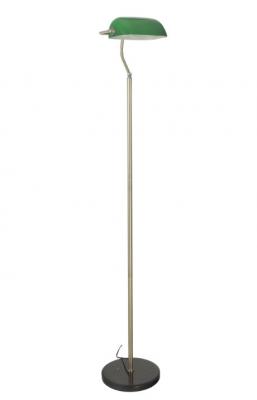 Bankers Floor Lamp Antique Brass with Green Glass Shade